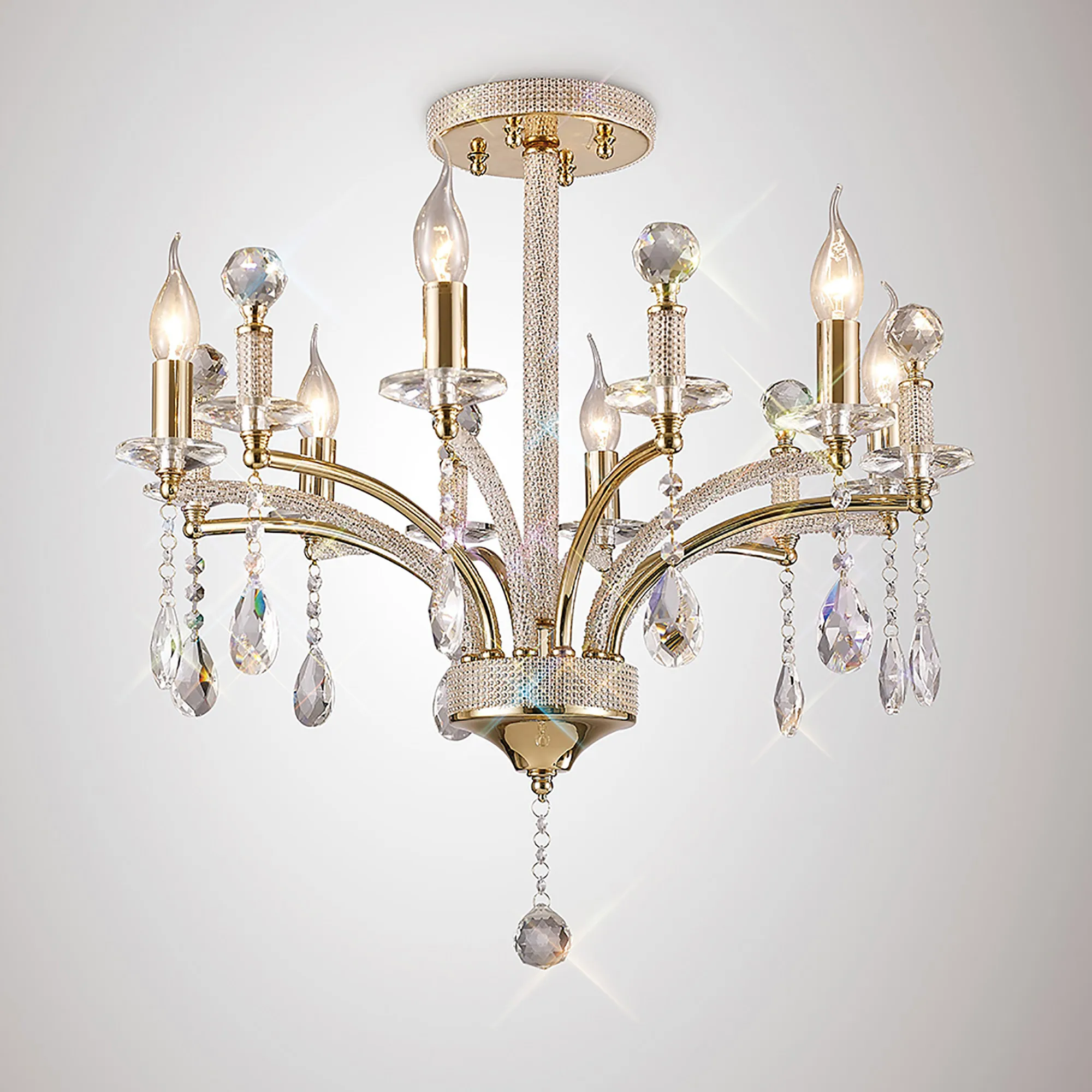 Fiore Crystal Ceiling Lights Diyas Multi Arm Crystal Fittings